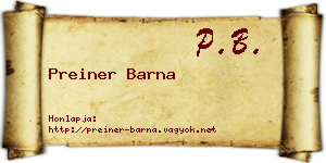 Preiner Barna névjegykártya